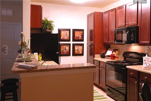 Open kitchen with sleek black appliances Open kitchen with sleek black appliances