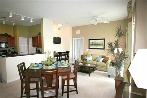 Open living room with dining area Open living room with dining area