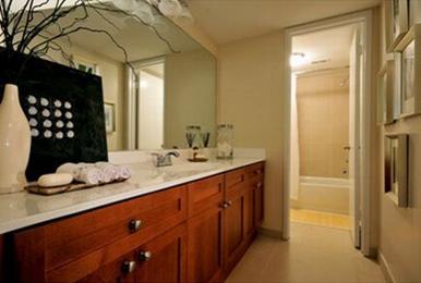 Bathroom with added counter space Bathroom with added counter space