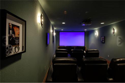 Plush leather seating in residents' theater