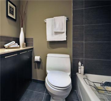 Renovated bathroom and has plenty of counter space
