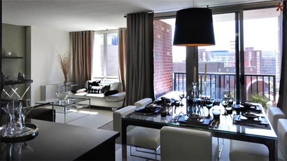 Spacious living area and balcony with view