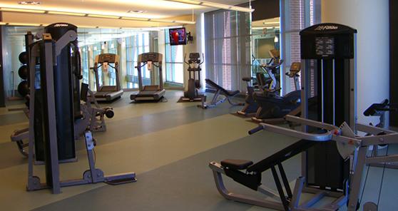 Fitness center with river views Fitness center with river views